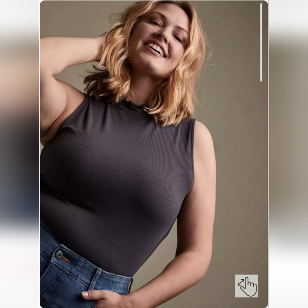 Torrid 6x Dark Slate Grey Rib Mock Turtleneck Tank